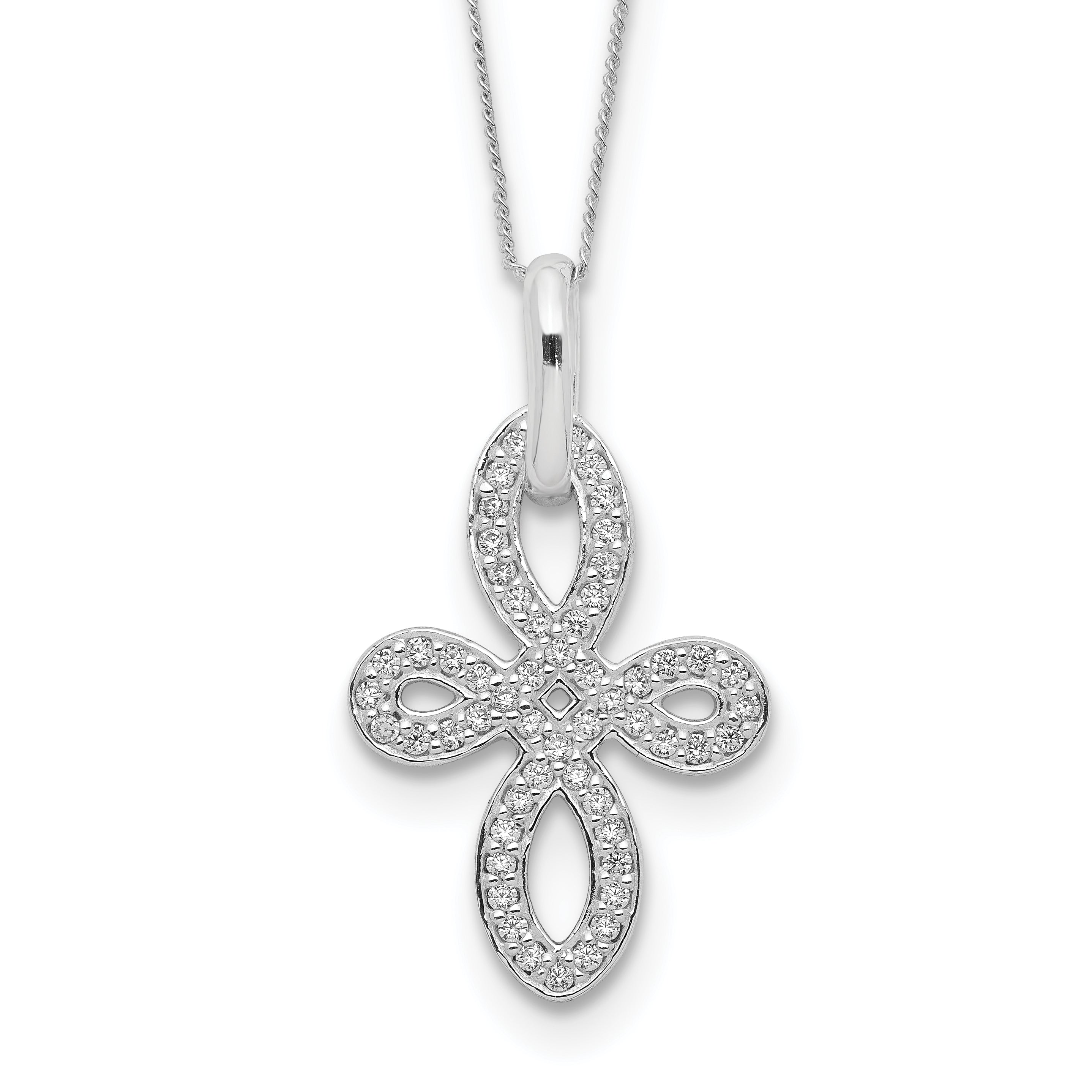 Sterling Silver CZ Cross Necklace Main image