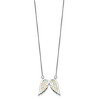 Sterling Silver Rhod-plated Created Opal Wings With 1.5in ext Necklace