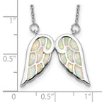 Sterling Silver Rhod-plated Created Opal Wings With 1.5in ext Necklace