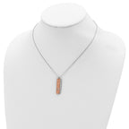 Sterling Silver RH-plated Dogtag With Rose-tone Cross With 1.25in ext Necklace