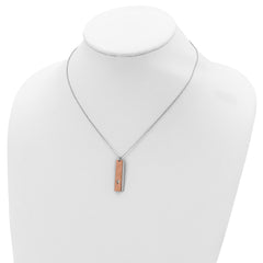 Sterling Silver RH-plated Dogtag With Rose-tone Cross With 1.25in ext Necklace
