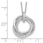 Sterling Silver Rhodium Plated Fancy CZ Necklace With 2in ext.