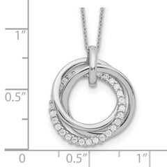 Sterling Silver Rhodium Plated Fancy CZ Necklace With 2in ext.