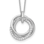 Sterling Silver Rhodium Plated Fancy CZ Necklace With 2in ext.