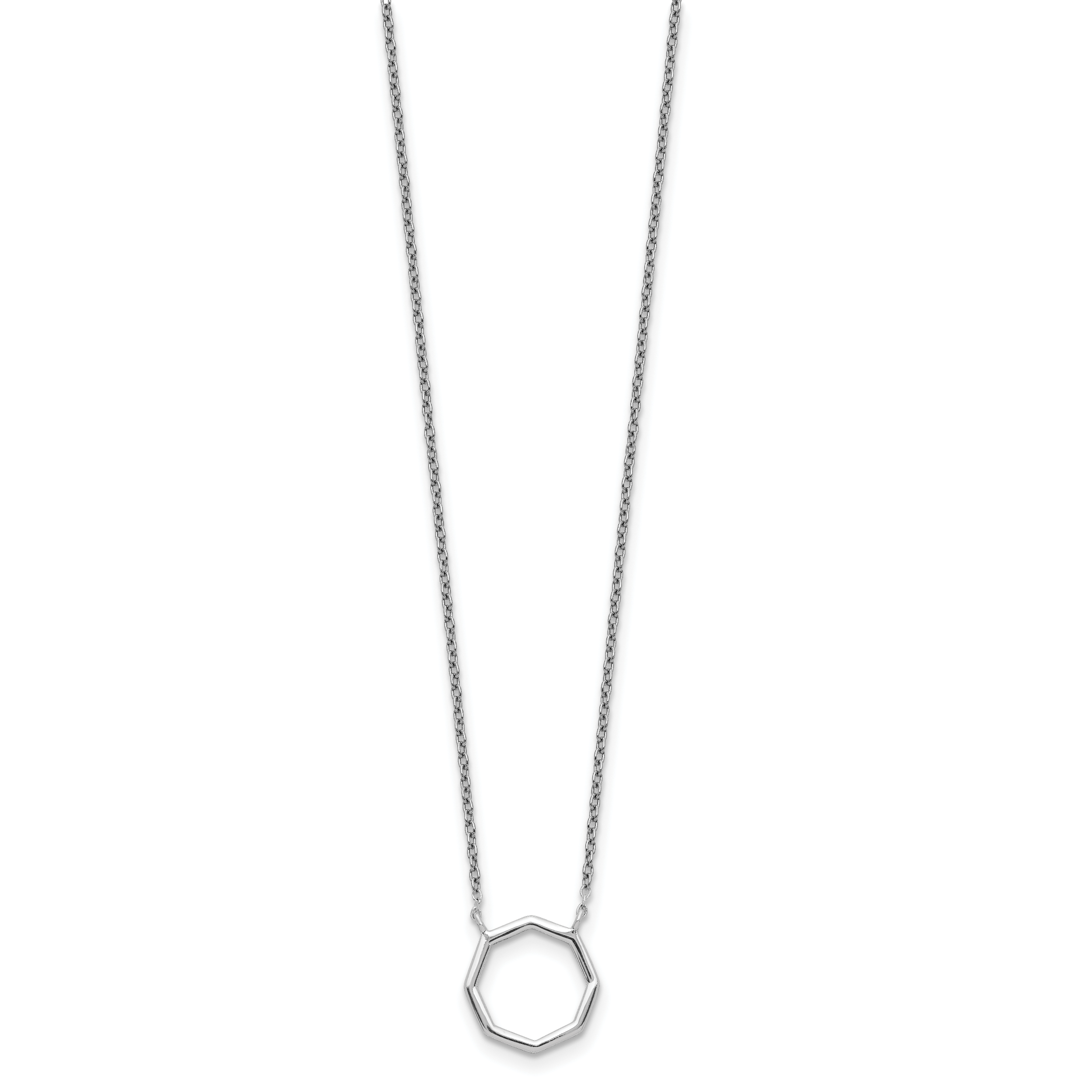 Sterling Silver Polished Octagon Necklace Secondary image