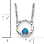 Sterling Silver Rhodium-plated Created Opal Circle With  2in ext. Necklace