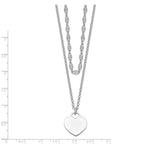 Sterling Silver RH-plated 2-Strand Heart With 4in ext Choker Necklace