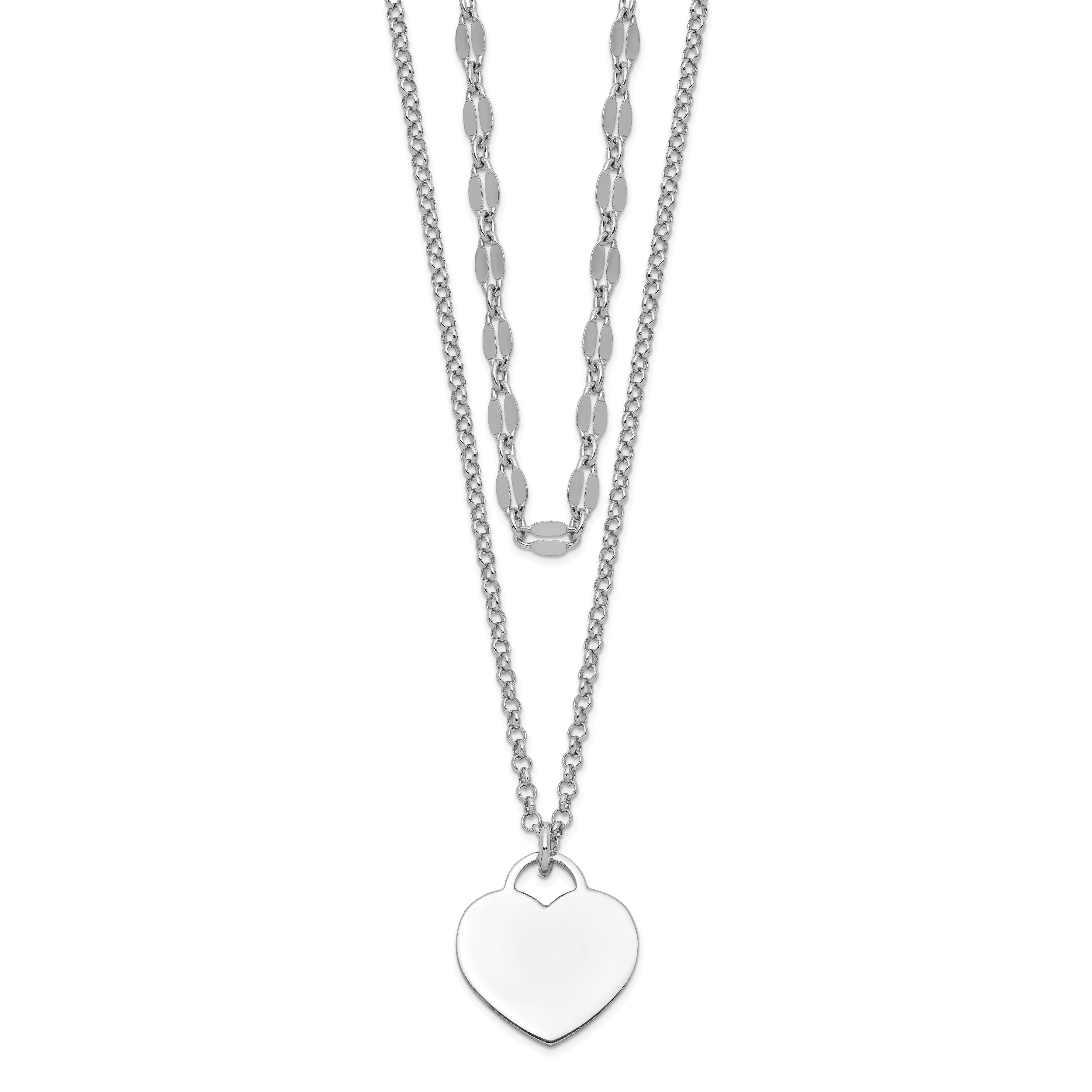 Sterling Silver RH-plated 2-Strand Heart With 4in ext Choker Necklace Main image