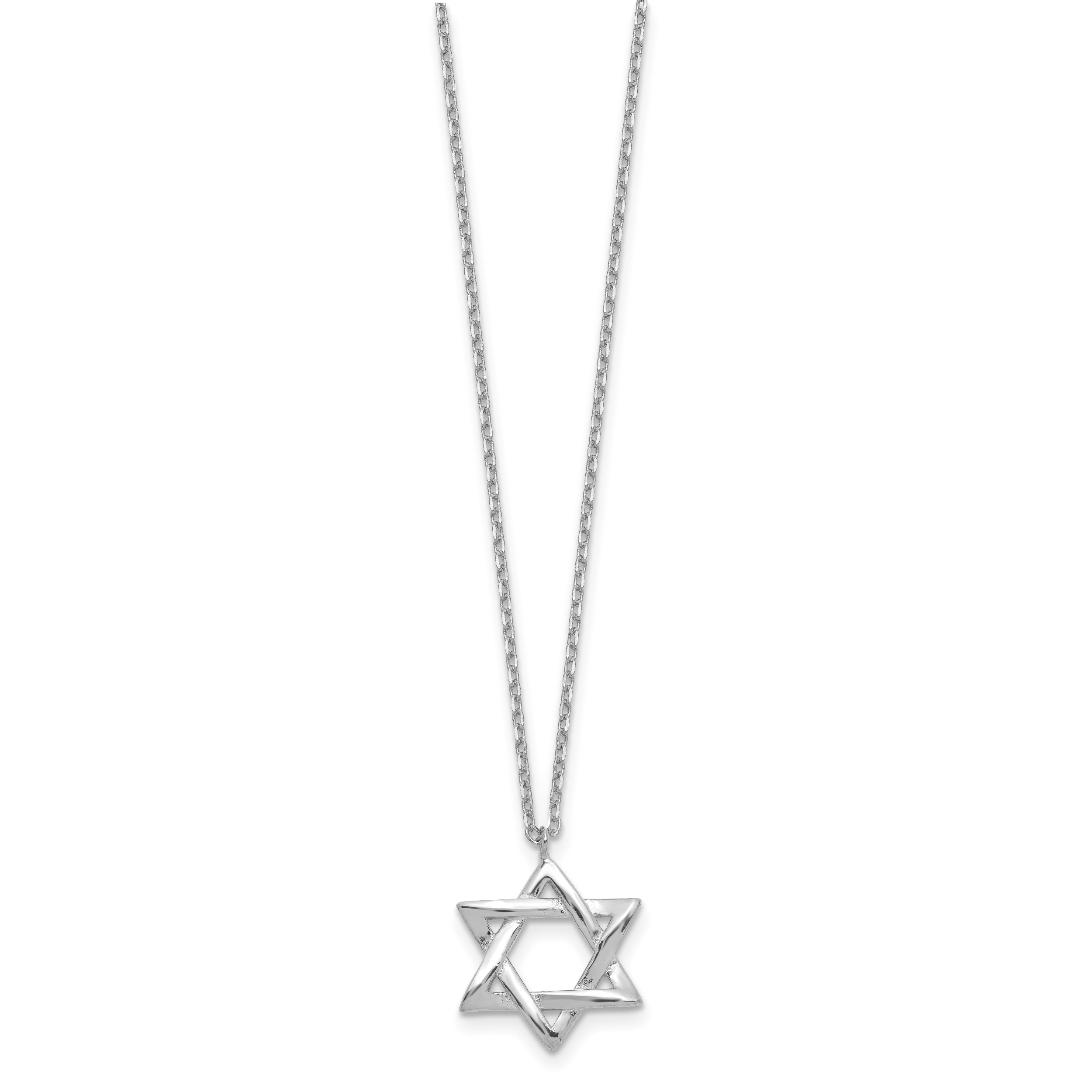 Sterling Silver Rhodium-plated Star of David 16.5in plus 2in ext. Necklace Secondary image