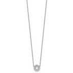 Sterling Silver Rhodium-plated CZ Star of David With  2in ext. Necklace