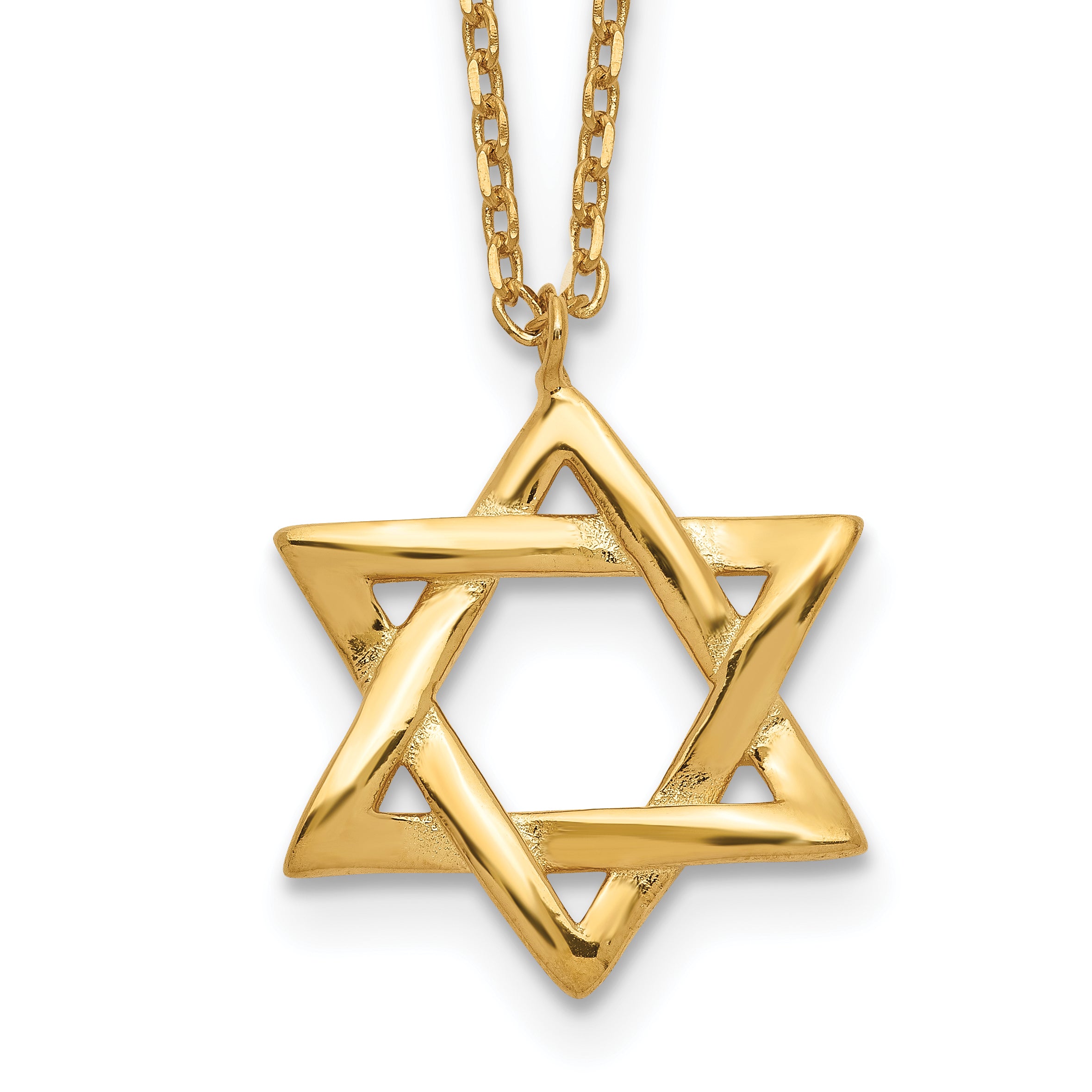 Sterling Silver Gold-tone Star of David 16.5 inch Necklace with 1 inch extension Main image