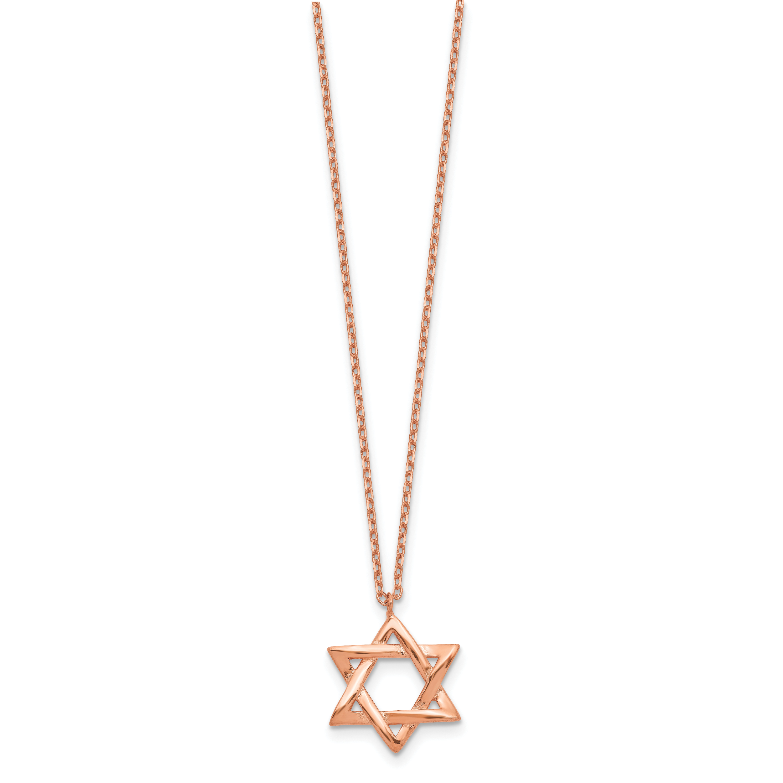 Sterling Silver Rose-tone Star of David 16.5 inch Necklace with 1 inch extension Secondary image