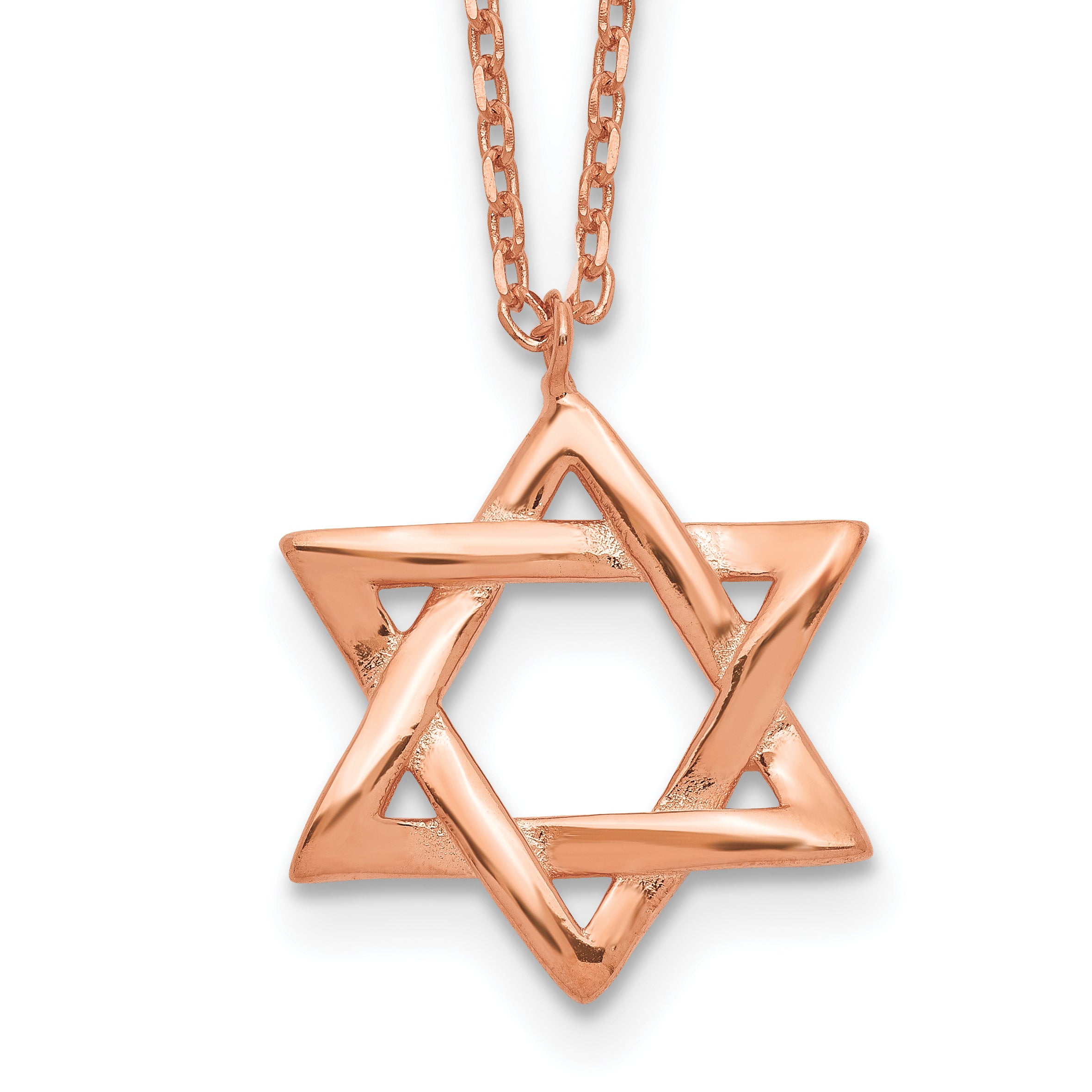 Sterling Silver Rose-tone Star of David 16.5 inch Necklace with 1 inch extension Main image