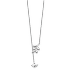 Sterling Silver Rhodium-plated Leaf and Bird With  2in ext. Necklace