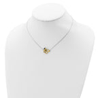 Sterling Silver RH-plated Gold-tone Enamel Bee With 2 in ext Necklace