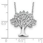 Sterling Silver Rhodium-plated CZ Tree With  2in ext. Necklace
