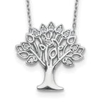 Sterling Silver Rhodium-plated CZ Tree With  2in ext. Necklace