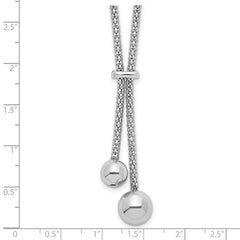 Sterling Silver Rhodium-plated D/C With 1.5in ext. 2-Bead Y-Necklace