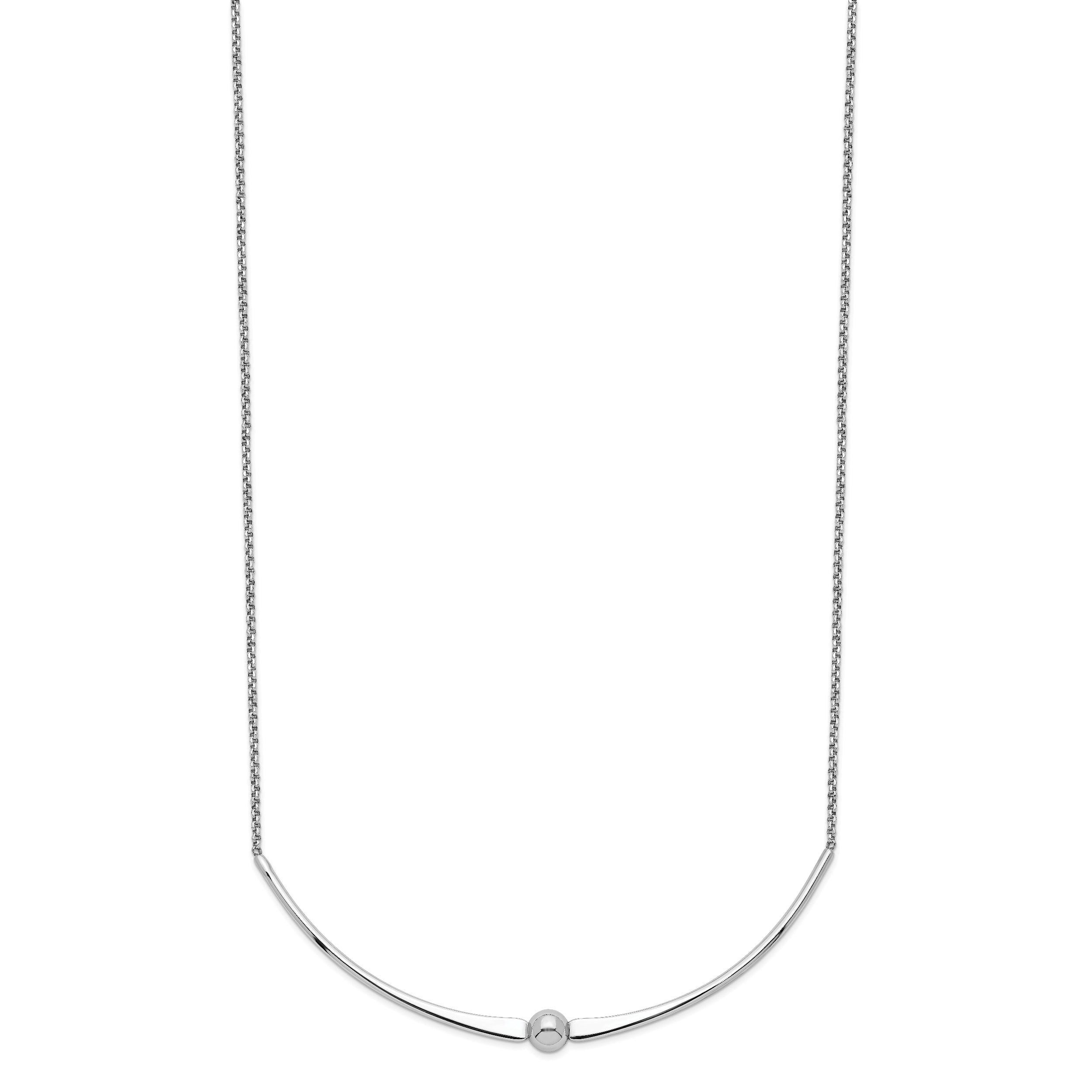 Sterling Silver Rhodium-plated Polished With  1 in ext. Necklace