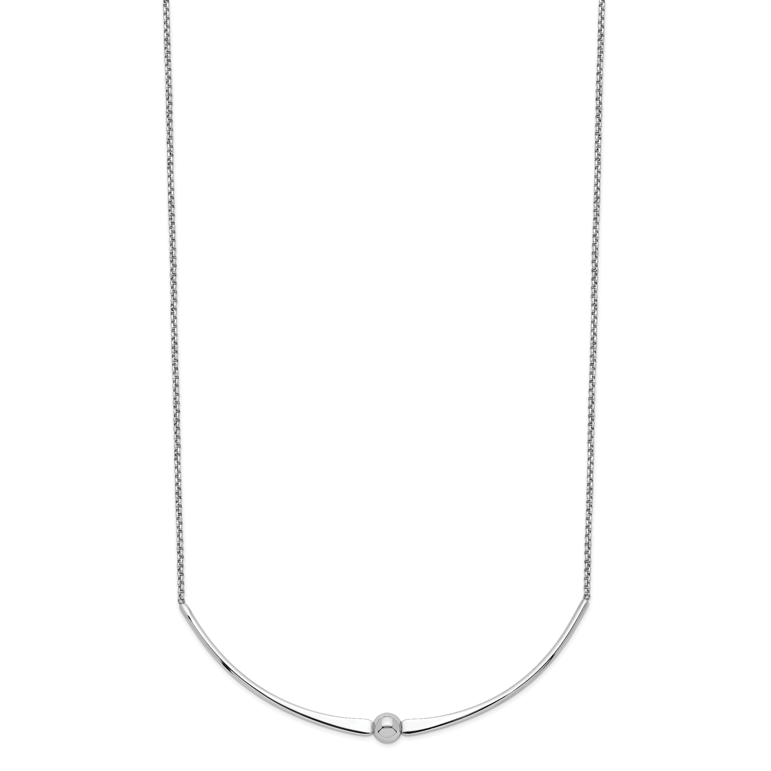 Sterling Silver Rhodium-plated Polished With  1 in ext. Necklace