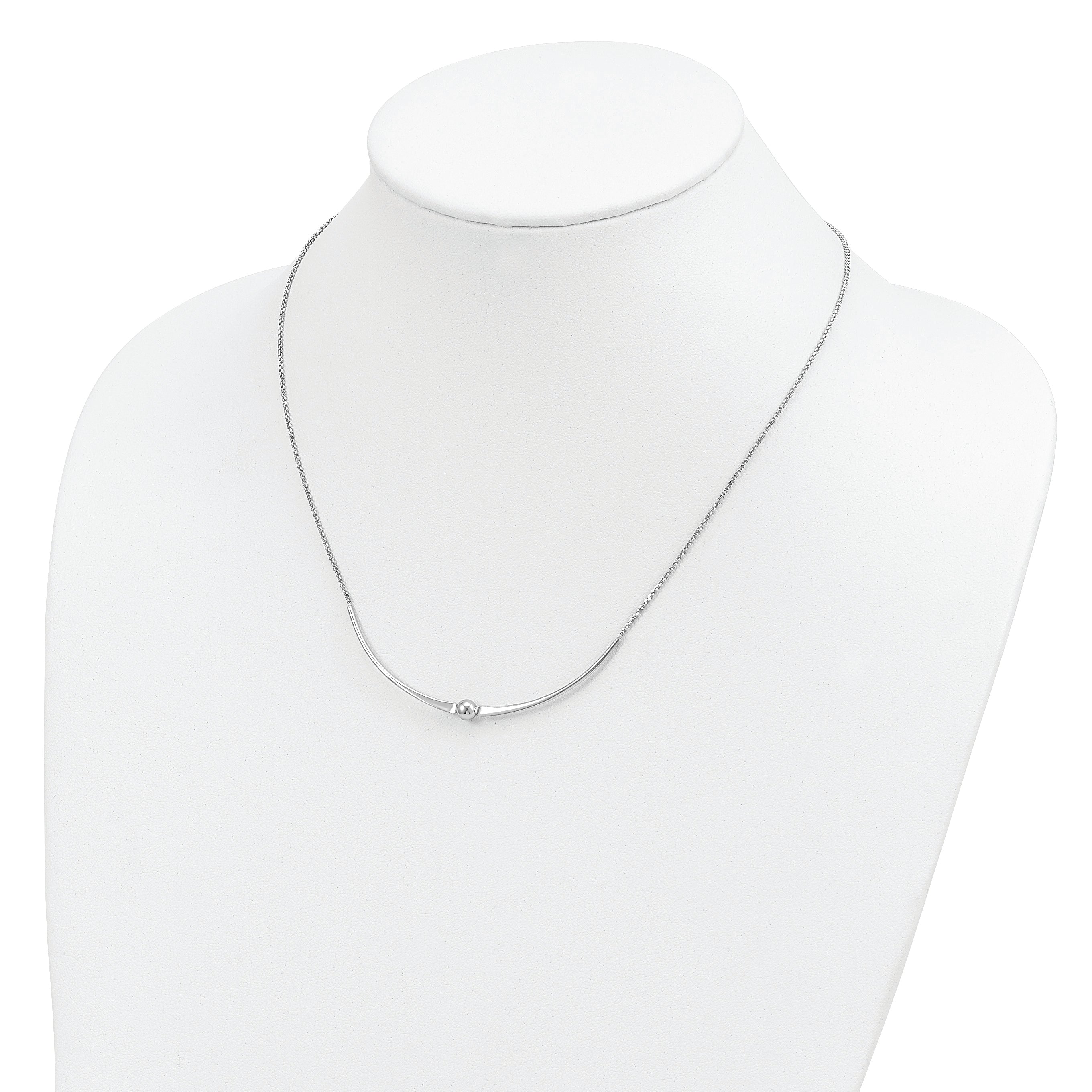 Sterling Silver Rhodium-plated Polished With  1 in ext. Necklace