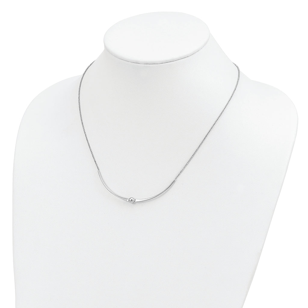 Sterling Silver Rhodium-plated Polished With  1 in ext. Necklace