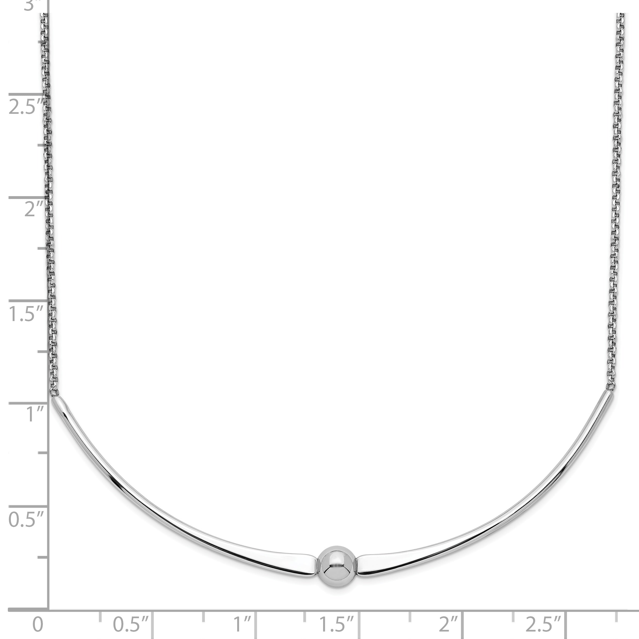 Sterling Silver Rhodium-plated Polished With  1 in ext. Necklace