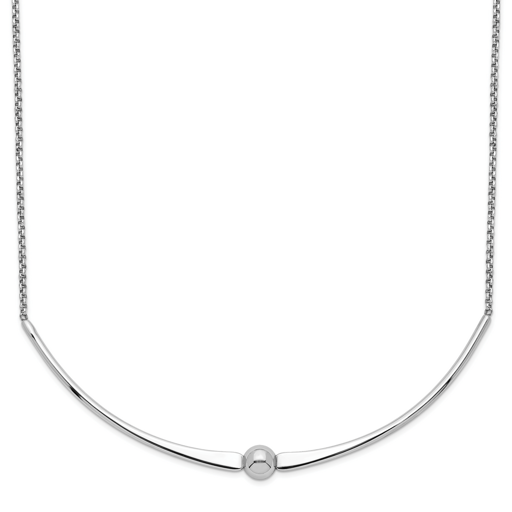 Sterling Silver Rhodium-plated Polished With  1 in ext. Necklace