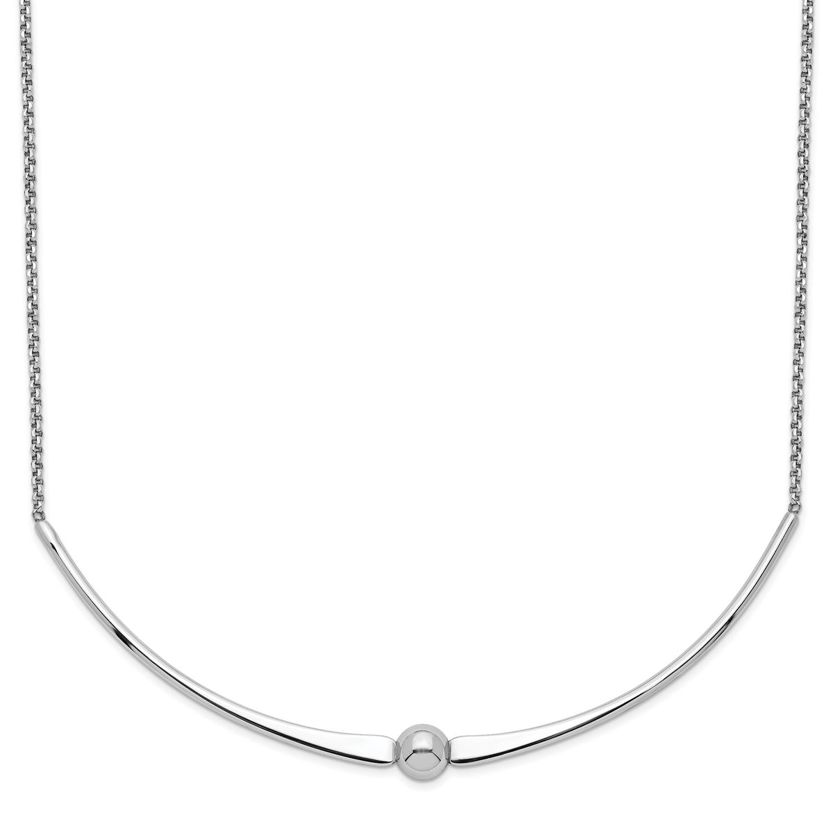 Sterling Silver Rhodium-plated Polished With  1 in ext. Necklace