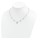 Sterling Silver RH-plated CZ Miraculous Medal With 1.5in ext. Necklace