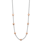 Sterling Silver RH-plated Rose gold-pltd 7-Heart 1.5in ext. Necklace