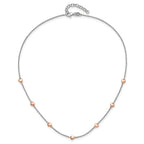 Sterling Silver RH-plated Rose gold-pltd 7-Heart 1.5in ext. Necklace