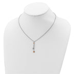Sterling Silver RH-plated Rose gold-plated Heart 1.5in ext.Necklace