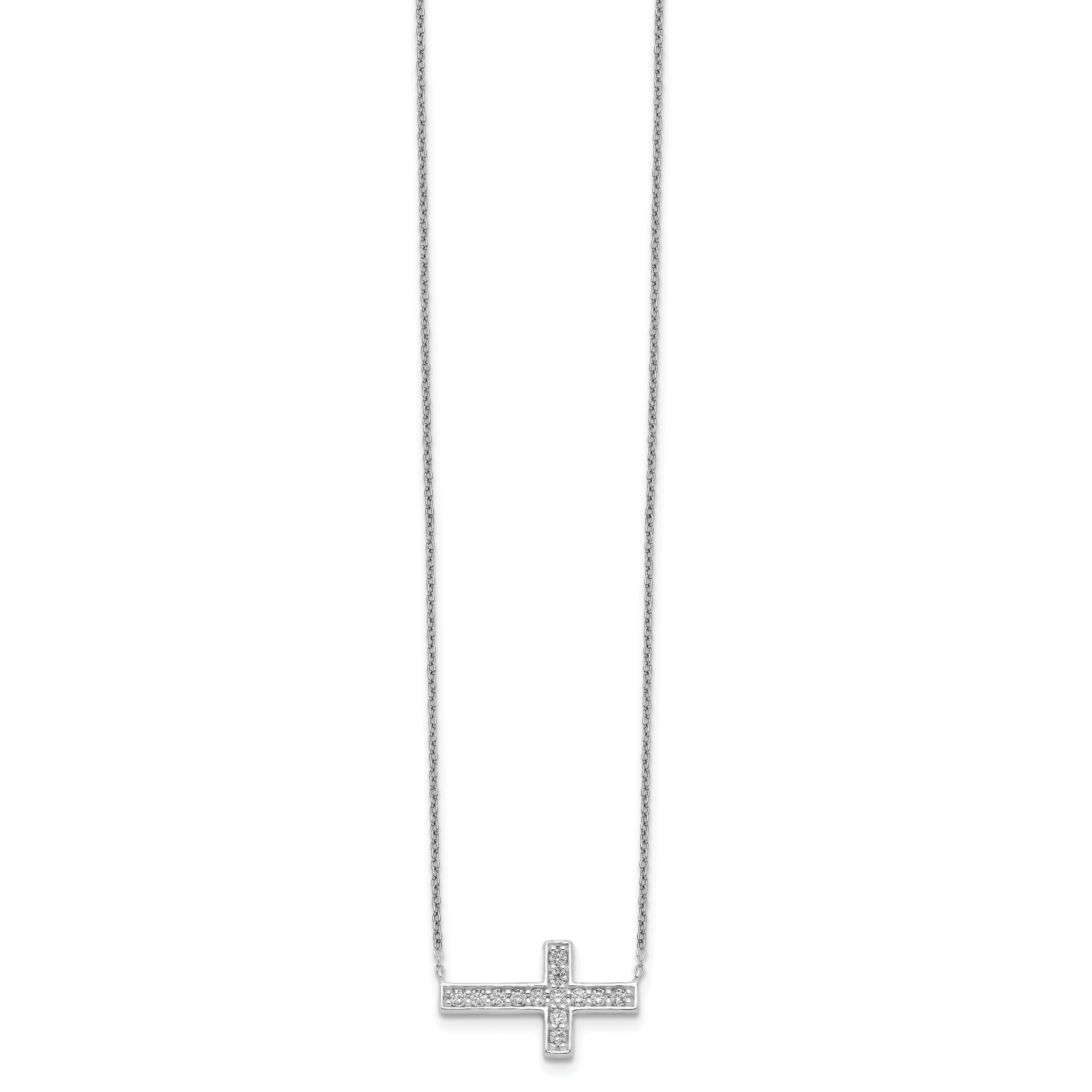 Sterling Silver CZ Cross Necklace Secondary image
