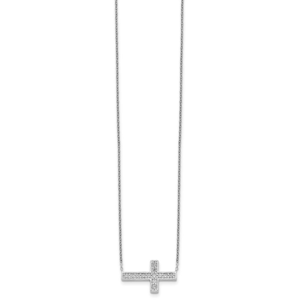 Sterling Silver CZ Cross Necklace