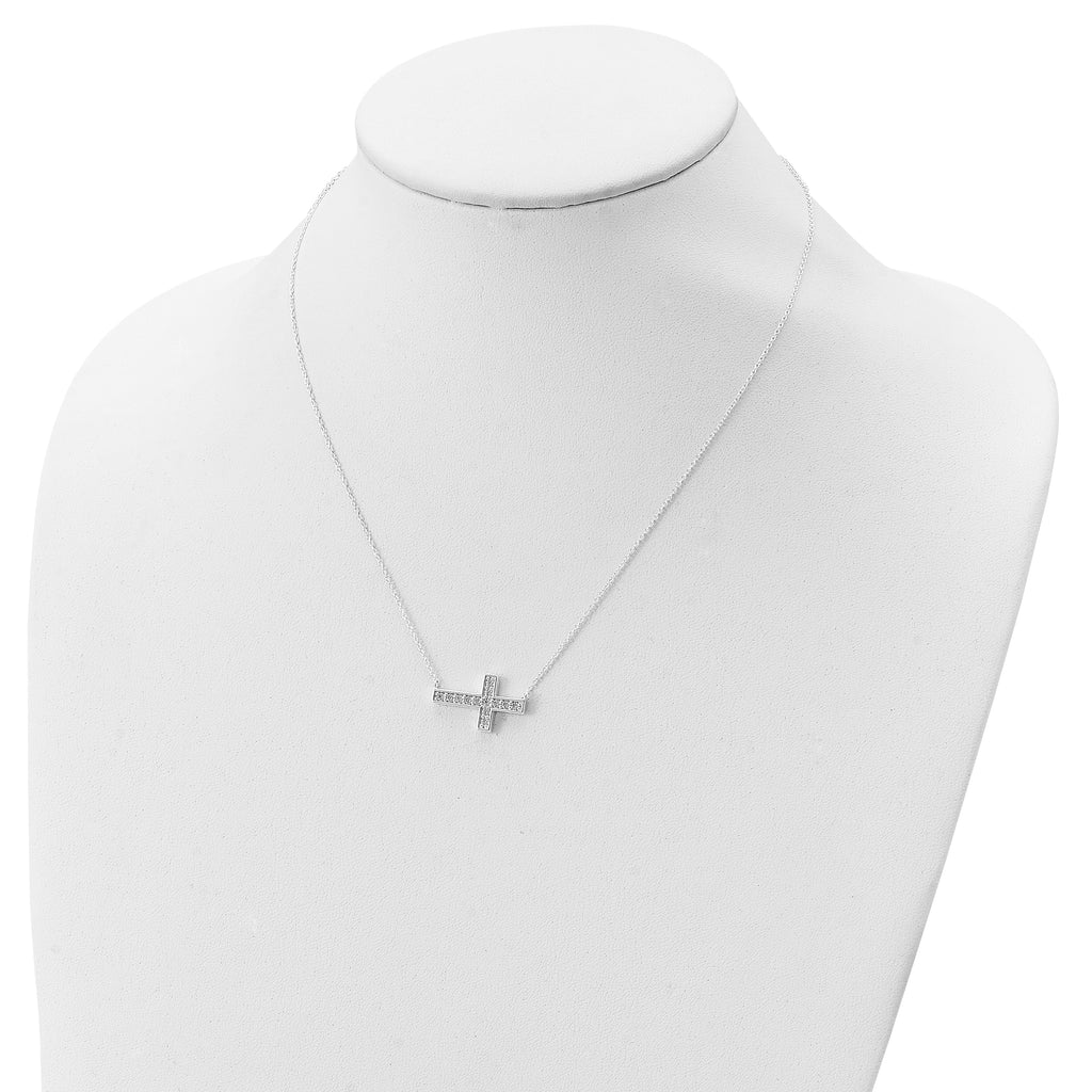 Sterling Silver CZ Cross Necklace