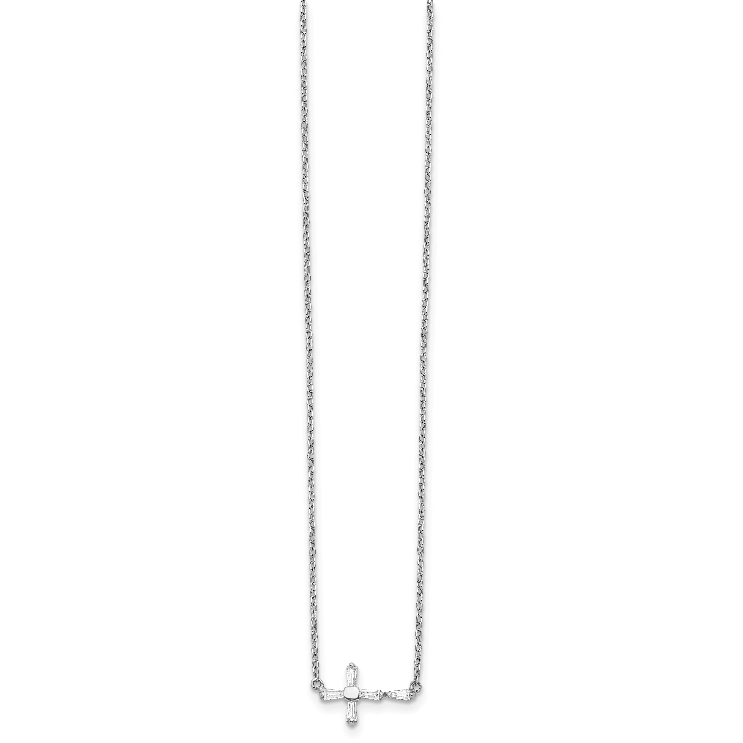 Sterling Silver CZ Cross Necklace Secondary image