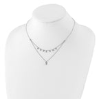 Sterling Silver Rhodium-plated CZ Cross With  2in ext. Necklace