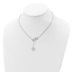 Sterling Silver RH-plated CZ Infinity/Heart With 2in ext. Y-Necklace