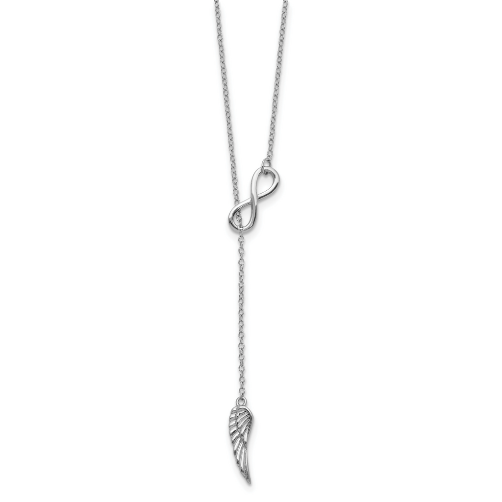 Sterling Silver RH-plated Open Infinity/Wing With 2in ext Necklace