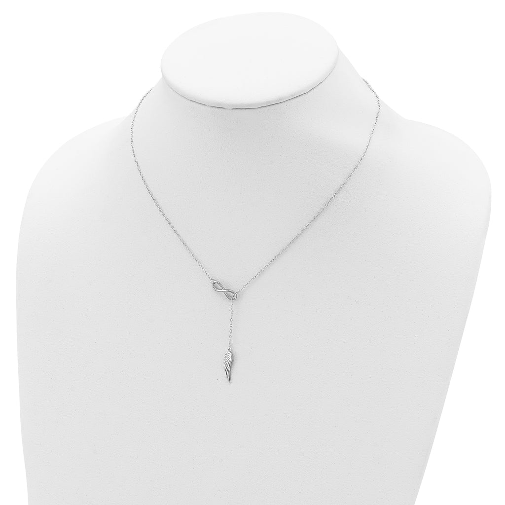 Sterling Silver RH-plated Open Infinity/Wing With 2in ext Necklace