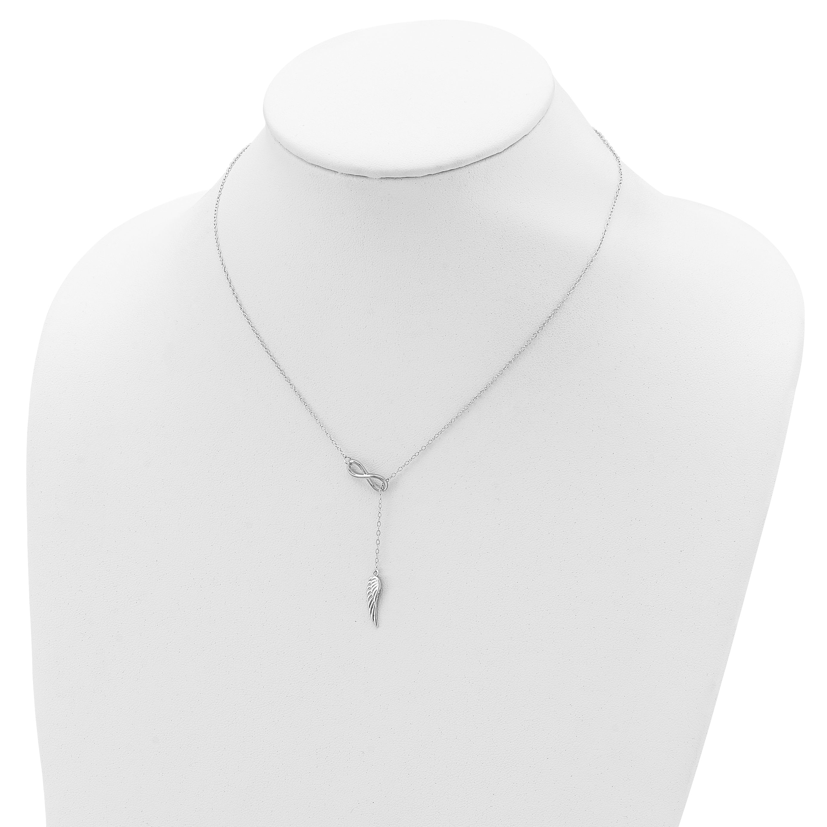 Sterling Silver RH-plated Open Infinity/Wing With 2in ext Necklace