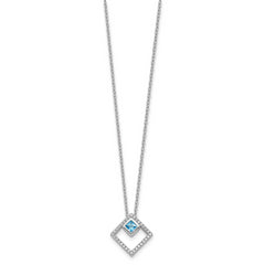 Sterling Silver RH-plated 5mm CZ and Spinel With 1in. Ext. Necklace