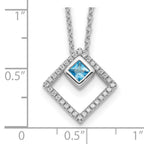 Sterling Silver RH-plated 5mm CZ and Spinel With 1in. Ext. Necklace