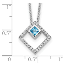 Sterling Silver RH-plated 5mm CZ and Spinel With 1in. Ext. Necklace