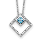 Sterling Silver RH-plated 5mm CZ and Spinel With 1in. Ext. Necklace