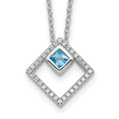 Sterling Silver RH-plated 5mm CZ and Spinel With 1in. Ext. Necklace
