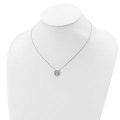 Sterling Silver Rhodium Plated CZ Evil Eye Necklace With 2in ext.