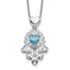 Sterling Silver Blue and Clear CZ Hamsa Necklace