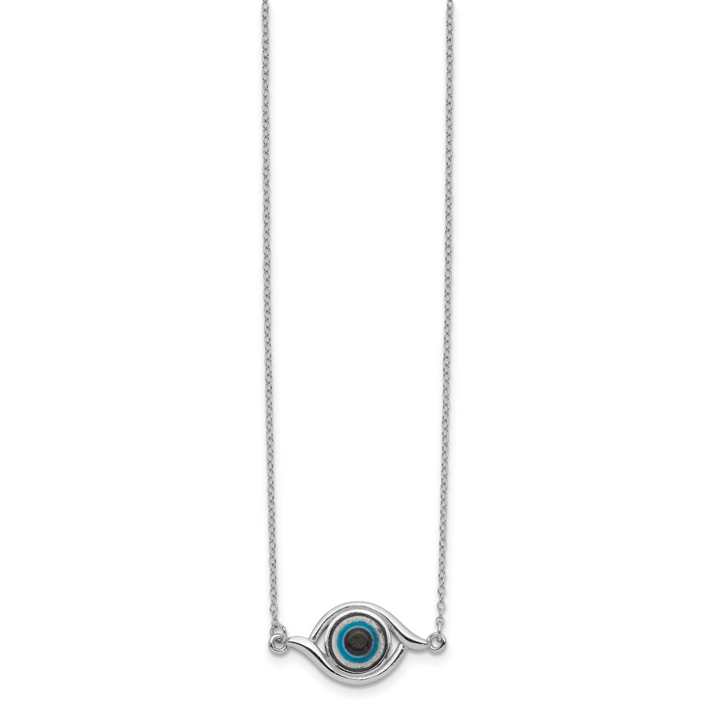 Sterling Silver Rhodium-plated Glass With 2in Ext Eye Necklace